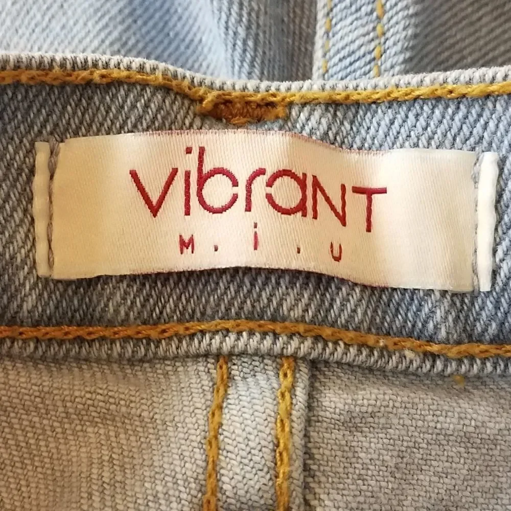 Vibrant M.I.U Rose Embroidered Denim Shorts